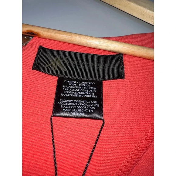 Kardashian Kollection mesh cutout bustier dress bandage midi coral size Large - Picture 5 of 7